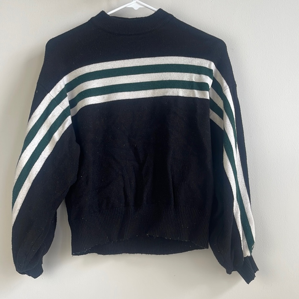 Zara black olive green and white sweater